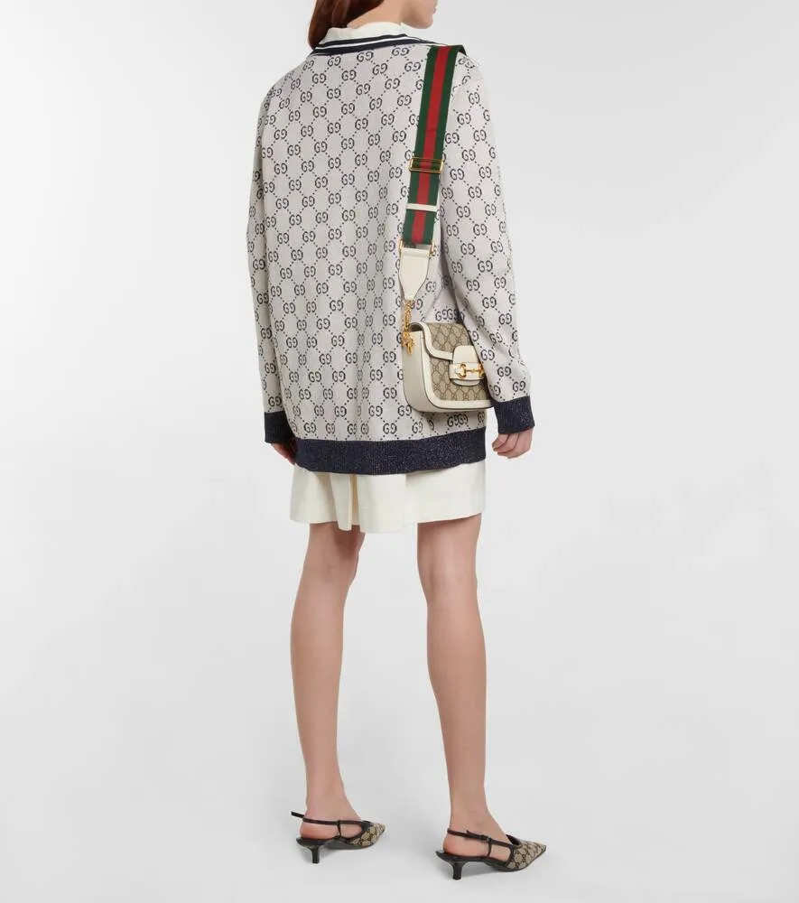 Metallic jacquard cardigan with GG GUCCI pattern, multicolor