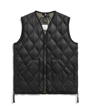 Military V-Neck W-Zip Down Vest | Black