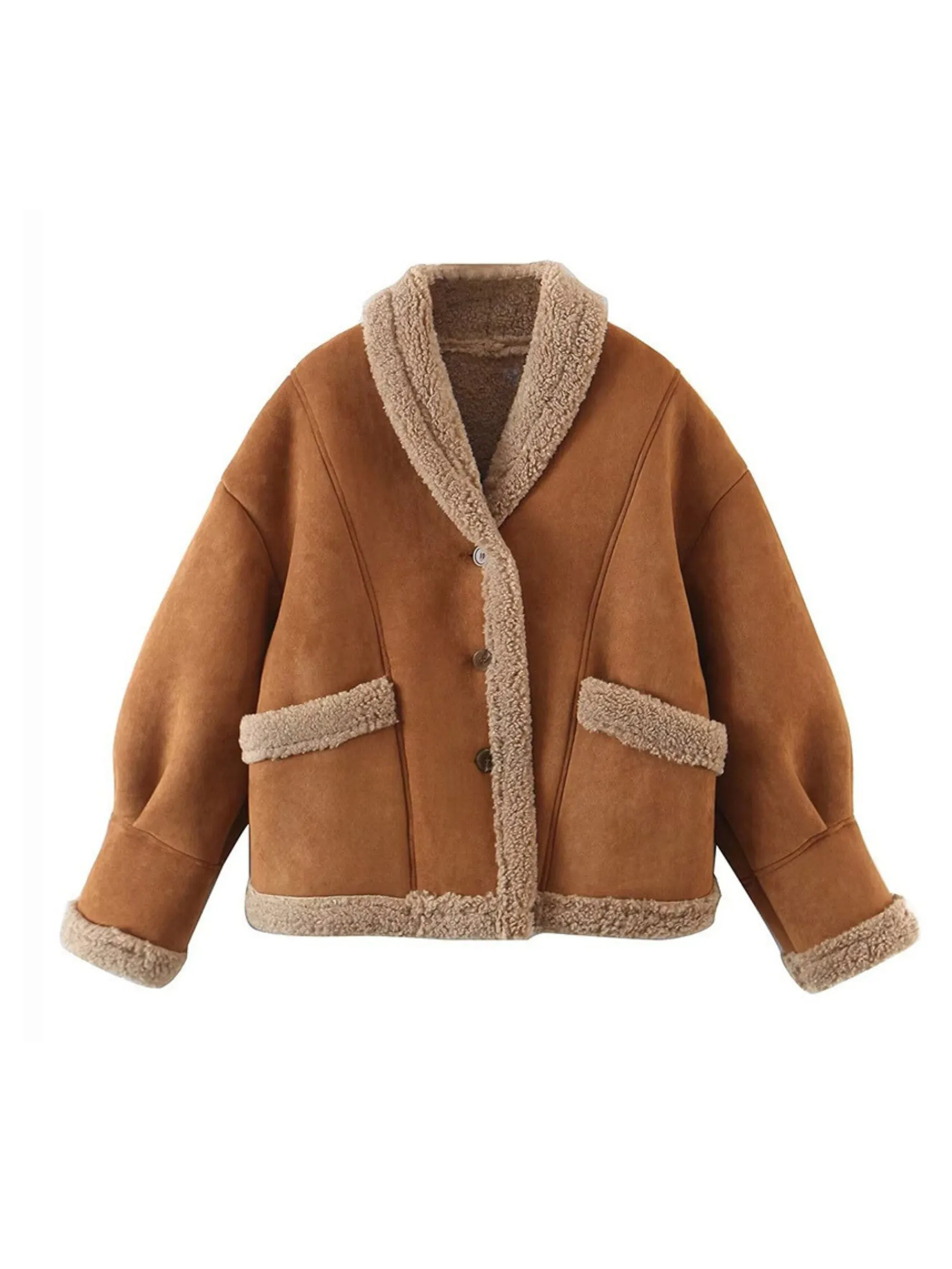 Nicole Faux Suede Shearling Jacket