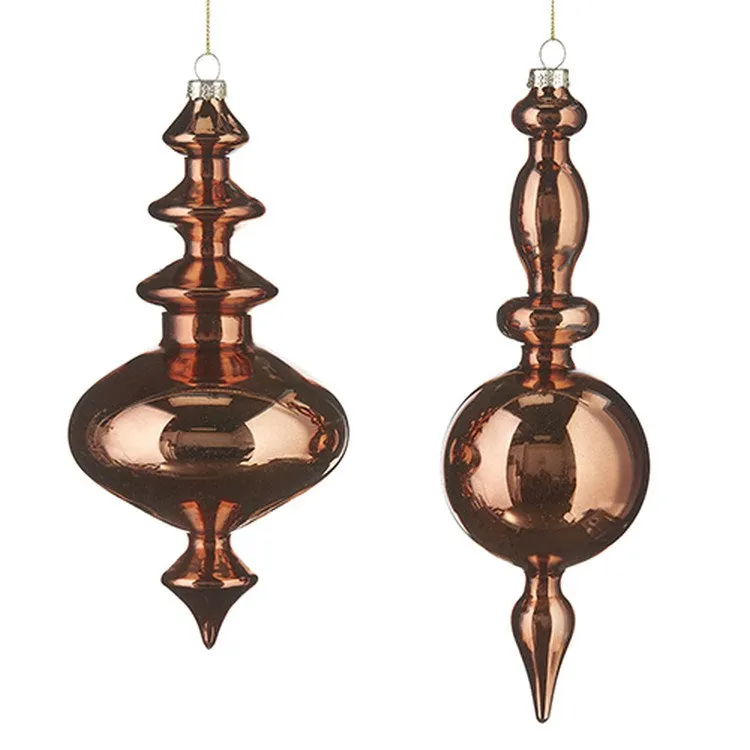 Raz Imports 2022 Christmas At The Lodge 10.25" Copper Finial Ornament, Asst Of 2