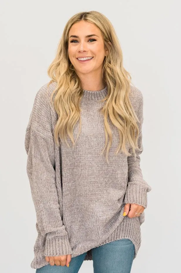 Round Neck Chenille Sweaters | Clearance