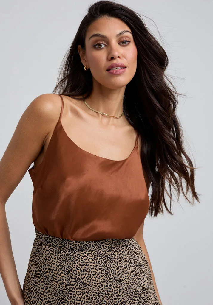 Roxy Spaghetti Strap Cami In Brown