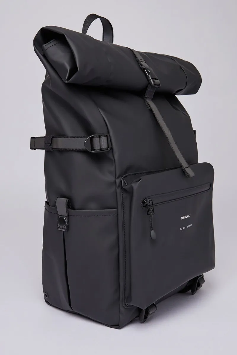 Sandqvist Ruben 2.0 Water-Resistant Rolltop Backpack (Black)