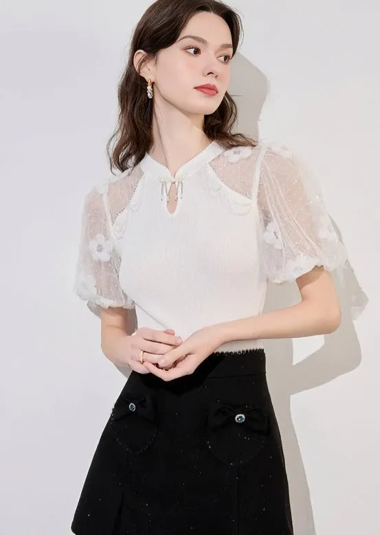 SHEER LACE SLEEVE TOPS