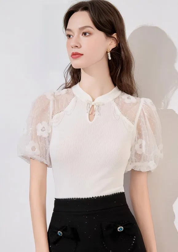 SHEER LACE SLEEVE TOPS