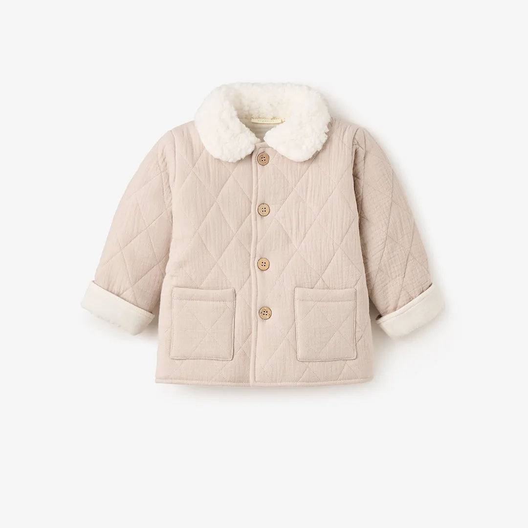 Taupe Organic Muslin Quilted Jacket