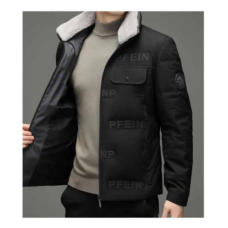 Thickened Lapel Collar Warmth White Duck Down Chic Down Jacket