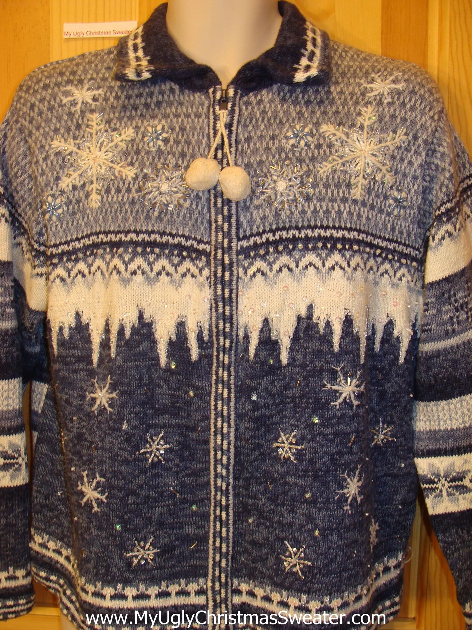 Two Sided Blue Nordic Bling Funny Ugly Sweater