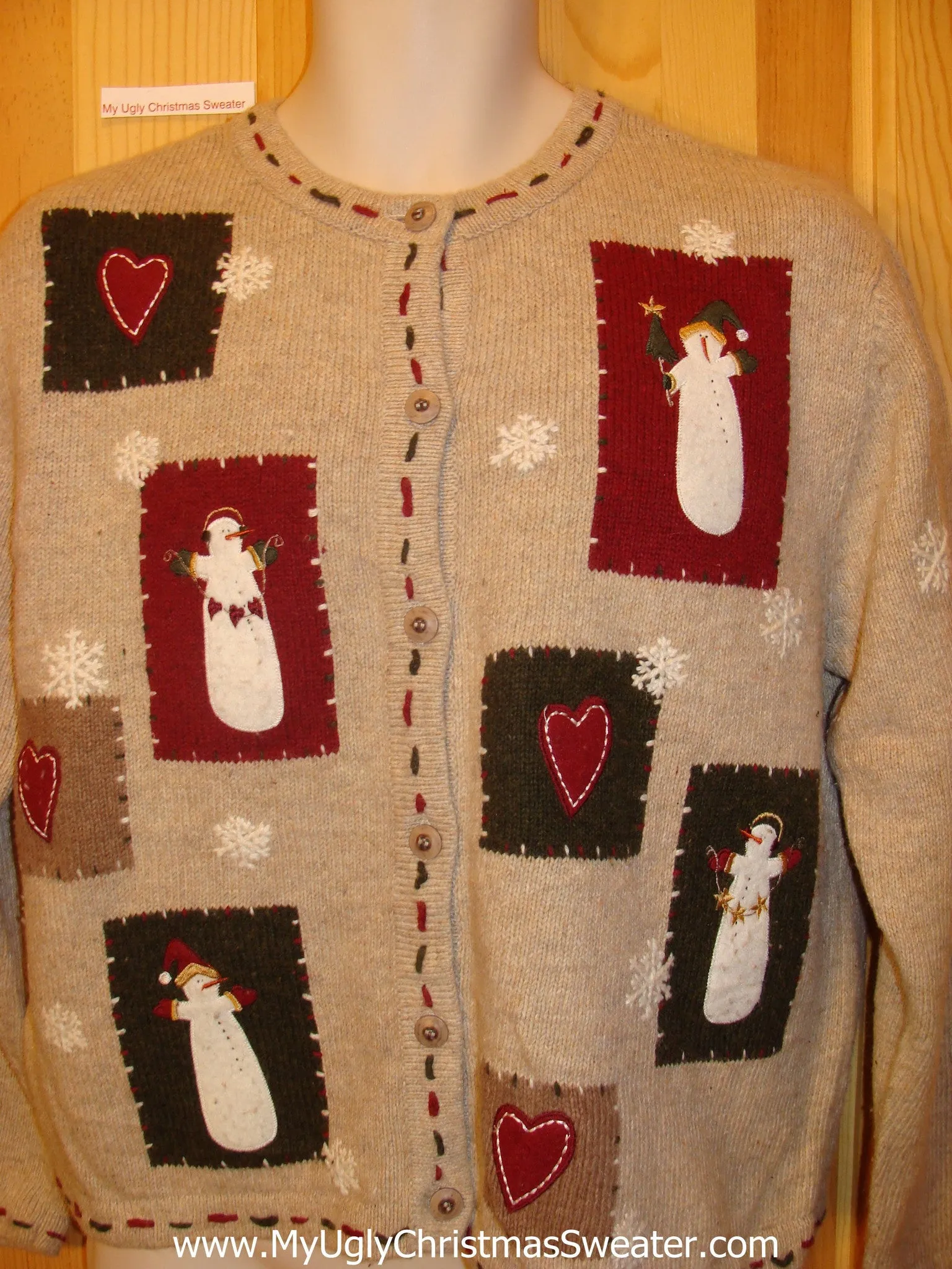 Two Sided Hearts and Snowman Funny Ugly Sweater