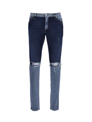 two-tone distressed skinny jeans