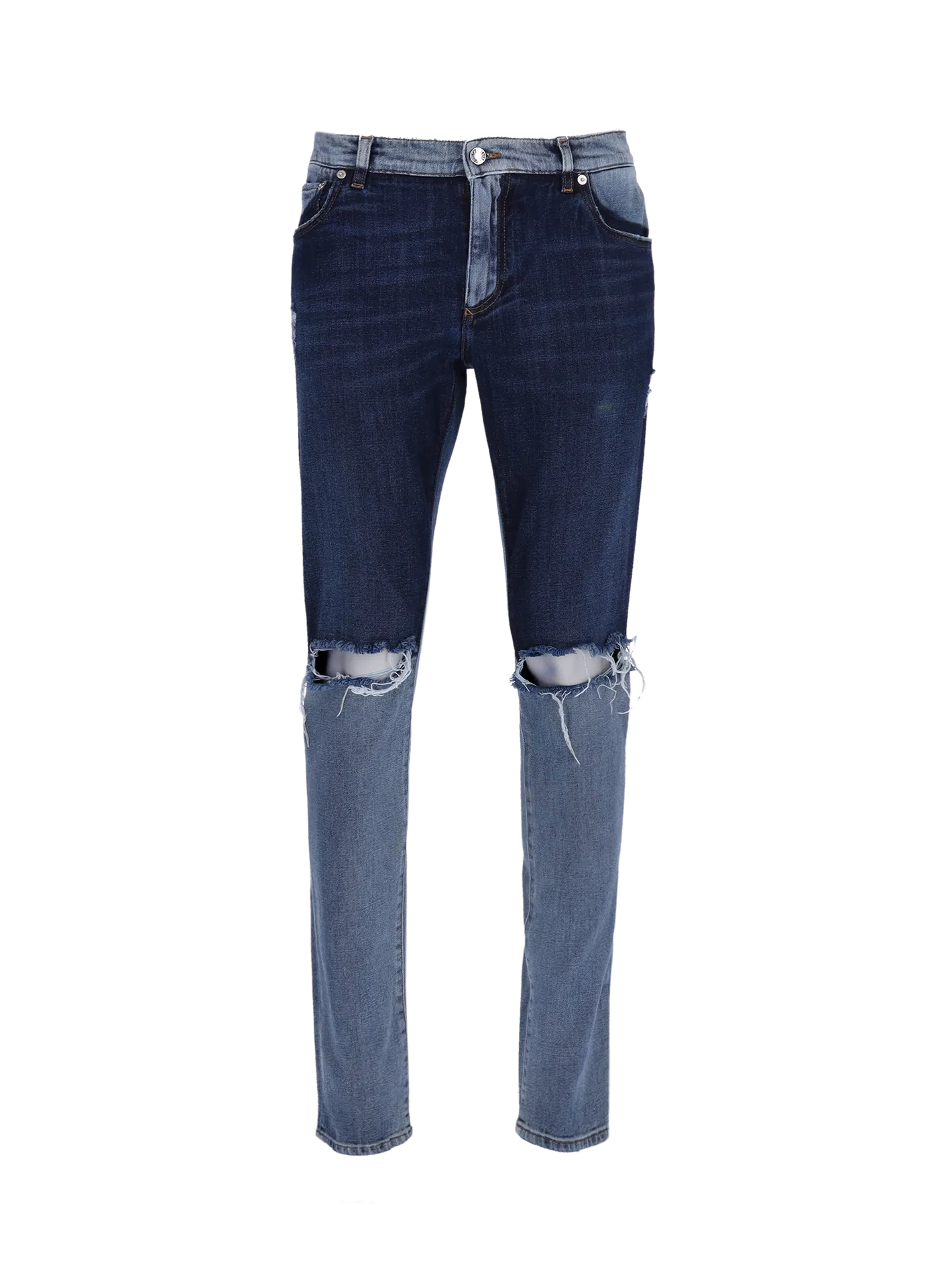 two-tone distressed skinny jeans