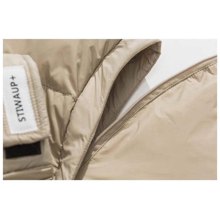 White Duck Down Detachable Loose Fit Retro 2 In 1 Down Jacket