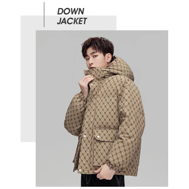 White Duck Down Thickened Loose Fit Hooded Down Jacket