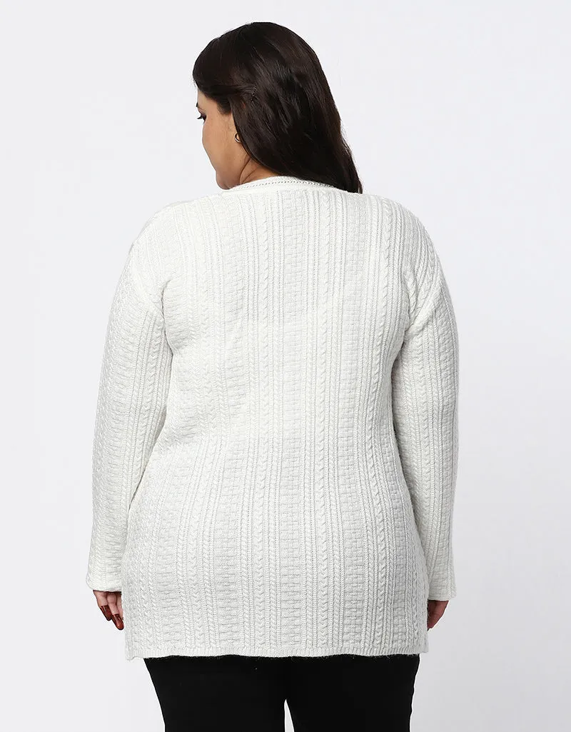 Women Knitted Plus Size Sweater With Front Buttons