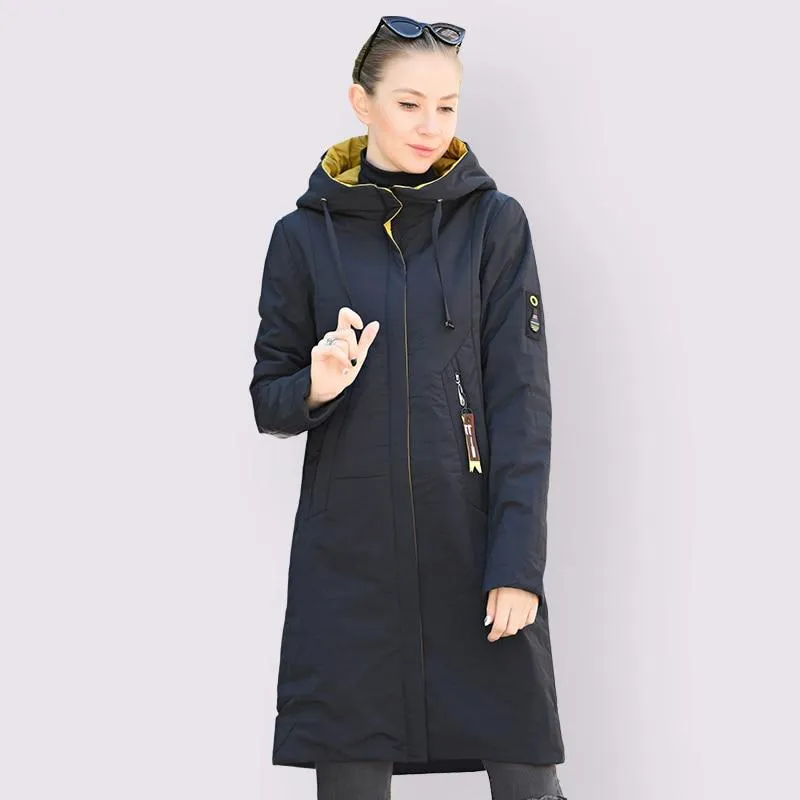 Women Warm Thin Cotton Long Outwear Hooded Parka Jacket