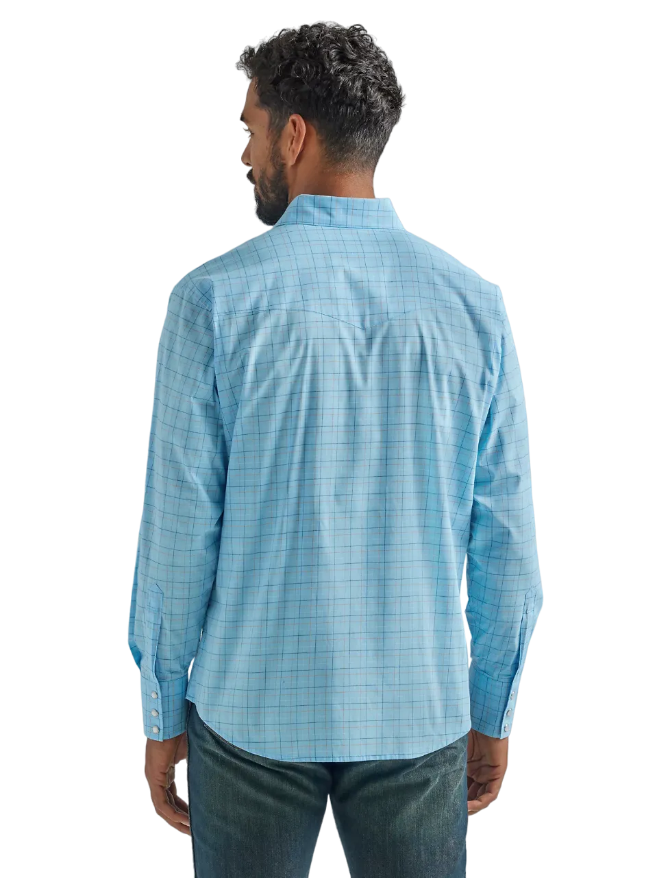 Wrangler Men's Western Snap Baby Blue Shirt - Big