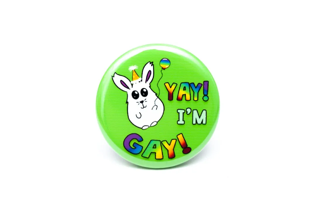 Yay! I'm Gay! buttons, 4 variations