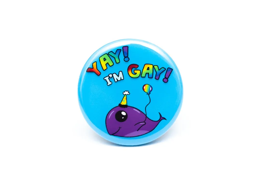 Yay! I'm Gay! buttons, 4 variations