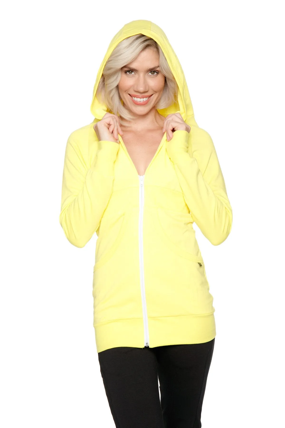 Zip-up Long Body Travel Hoodie Jacket (Tropic Yellow)